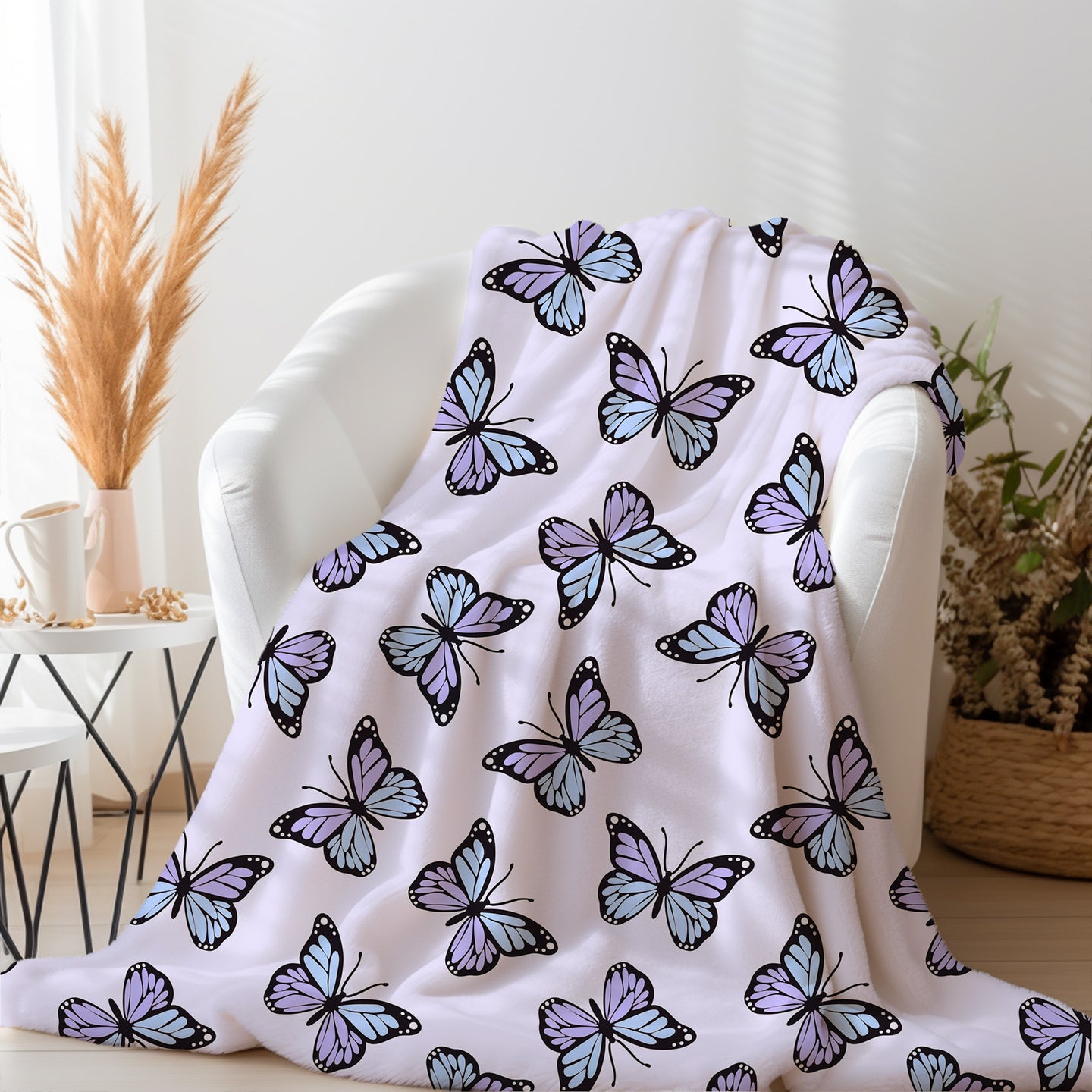 Personalized Butterfly Blanket Purple Boho